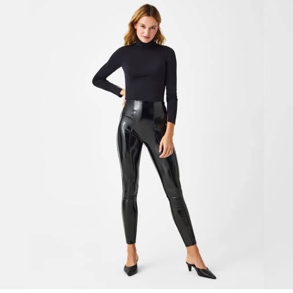 Spanx Faux Patent Leather Leggings Black - Picture 3 of 6
